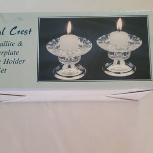 Crystallite & Silverplate Candle Holder Set